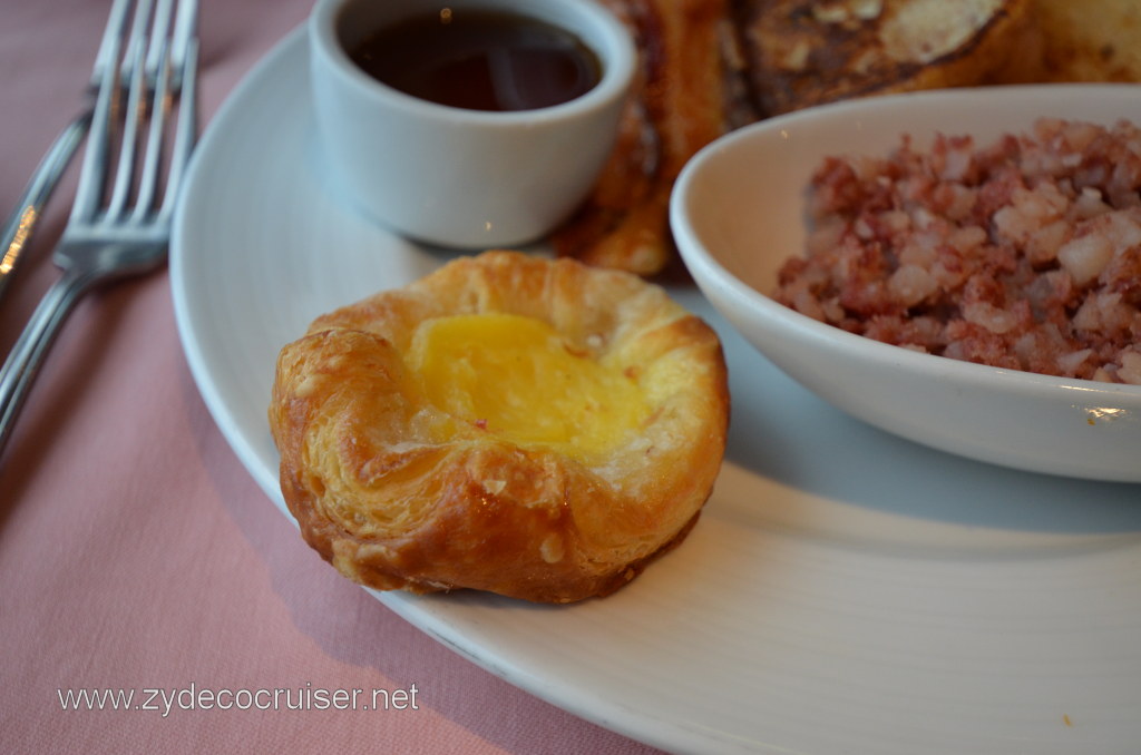 Corned Beef Hash, French Toast, Bacon, Pastry Thingy 