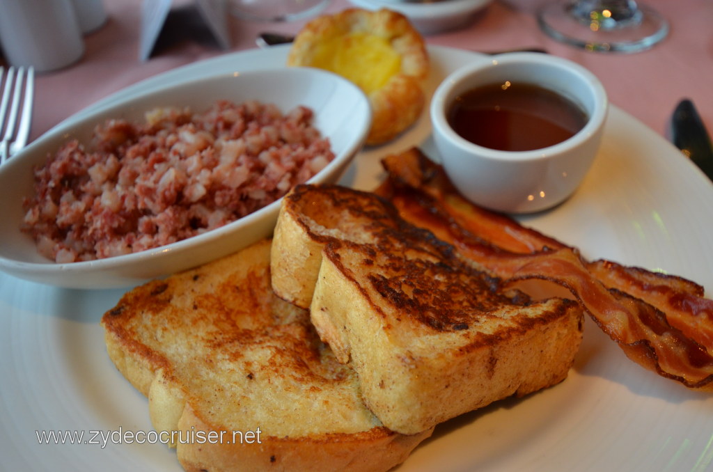 Corned Beef Hash, French Toast, Bacon, Pastry Thingy