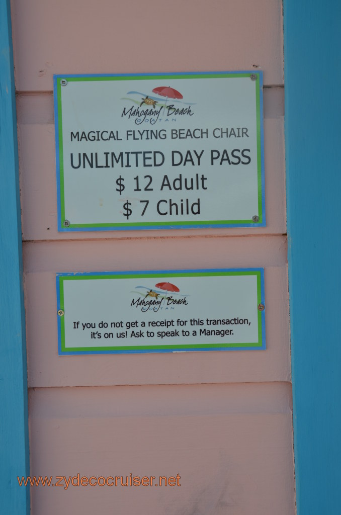 245: Carnival Conquest, Nov 17, 2011, Roatan, Mahogany Bay, Magical Flying Beach Chair, 