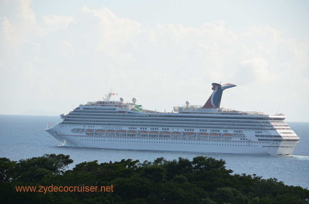 269: Carnival Conquest, Nov 17, 2011, Roatan, Mahogany Bay, Carnival Glory leaving