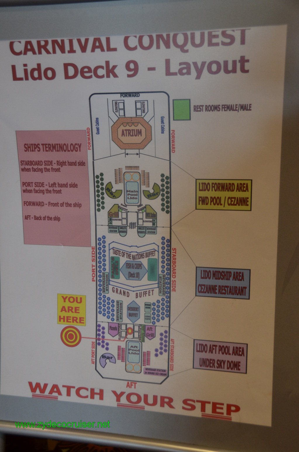 029: Carnival Conquest, Nov 18. 2011, Cozumel, Carnival Conquest Lido Deck Layout