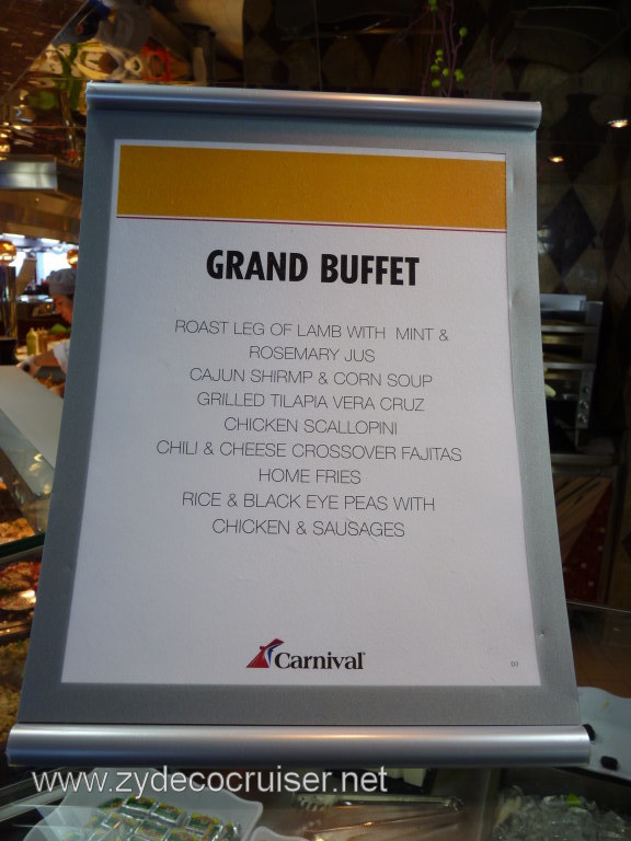 3898: Carnival Dream Grand Buffet Menu 