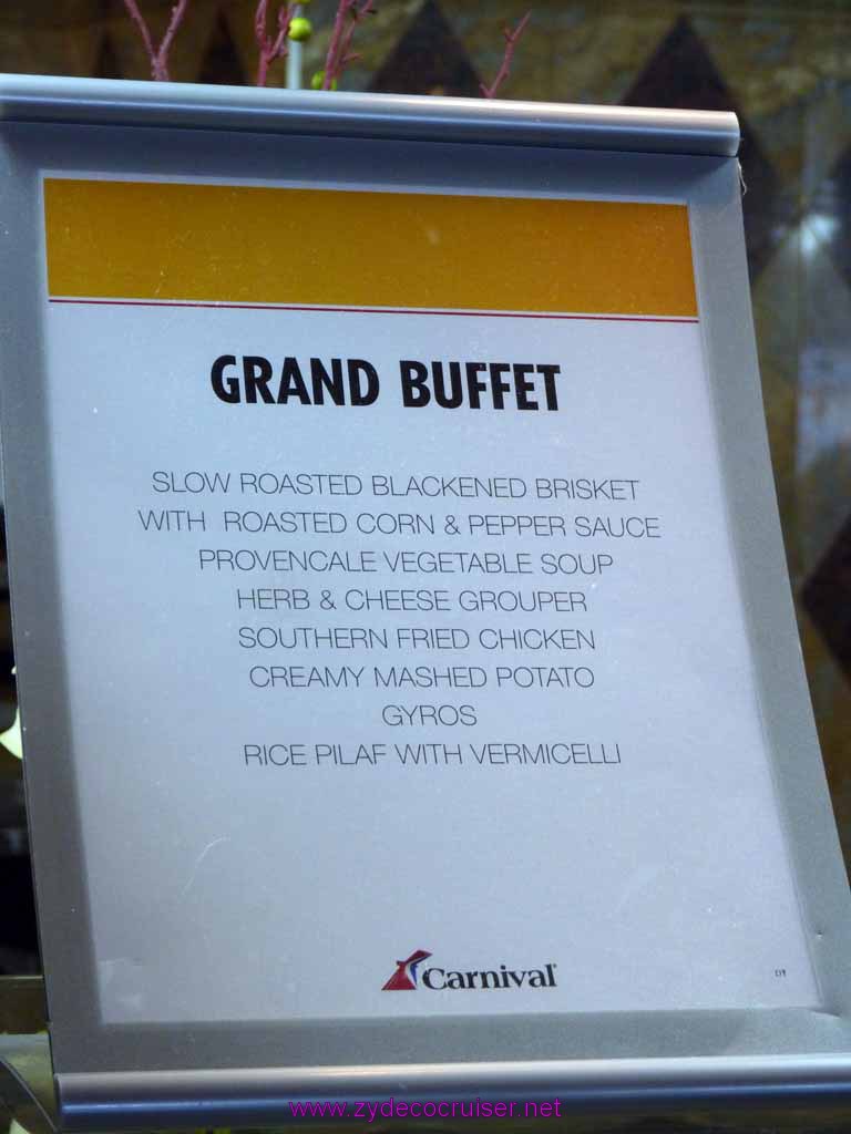 5043: Carnival Dream, Mediterranean Cruise, Grand Buffet Menu