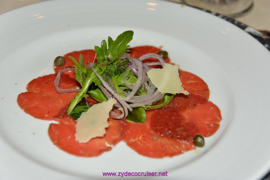 233: Carnival Dream Reposition Cruise, Grand Cayman, MDR Dinner, Beef Carpaccio, 