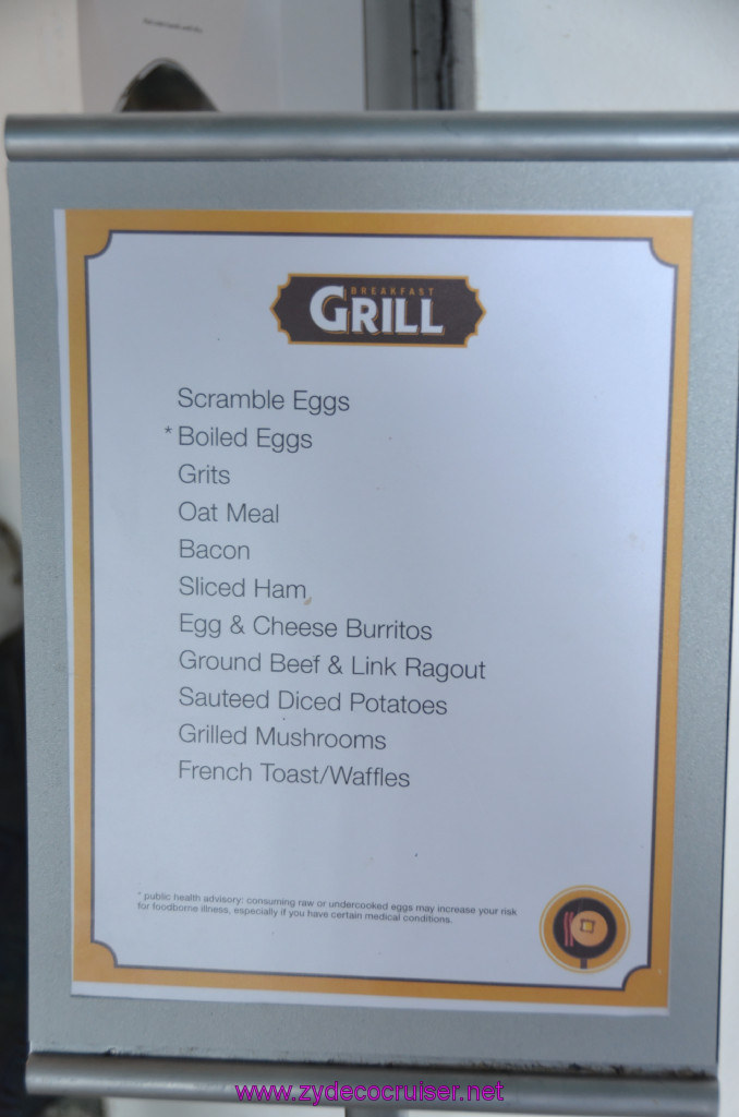 023: Carnival Elation, Fun Day at Sea 1, Lido, Breakfast Grill Morning Menu