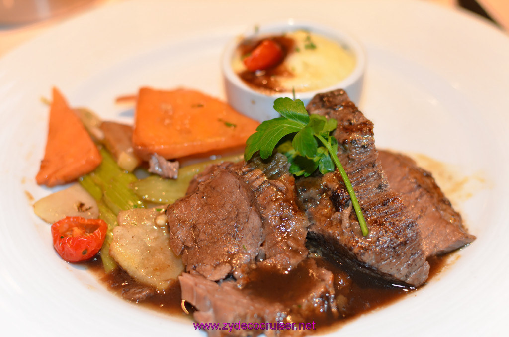 110: Carnival Elation Cruise, New Orleans, Embarkation, MDR Dinner, Tender Braised Beef Brisket in Gravy