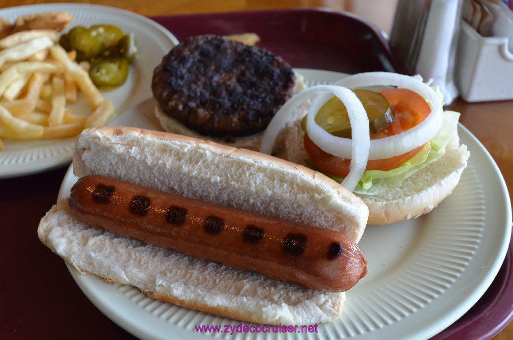 049: Carnival Elation Cruise, Fun Day at Sea 1, Hot Dog, Hamburger, French Fries, Jalapeno Slices, 