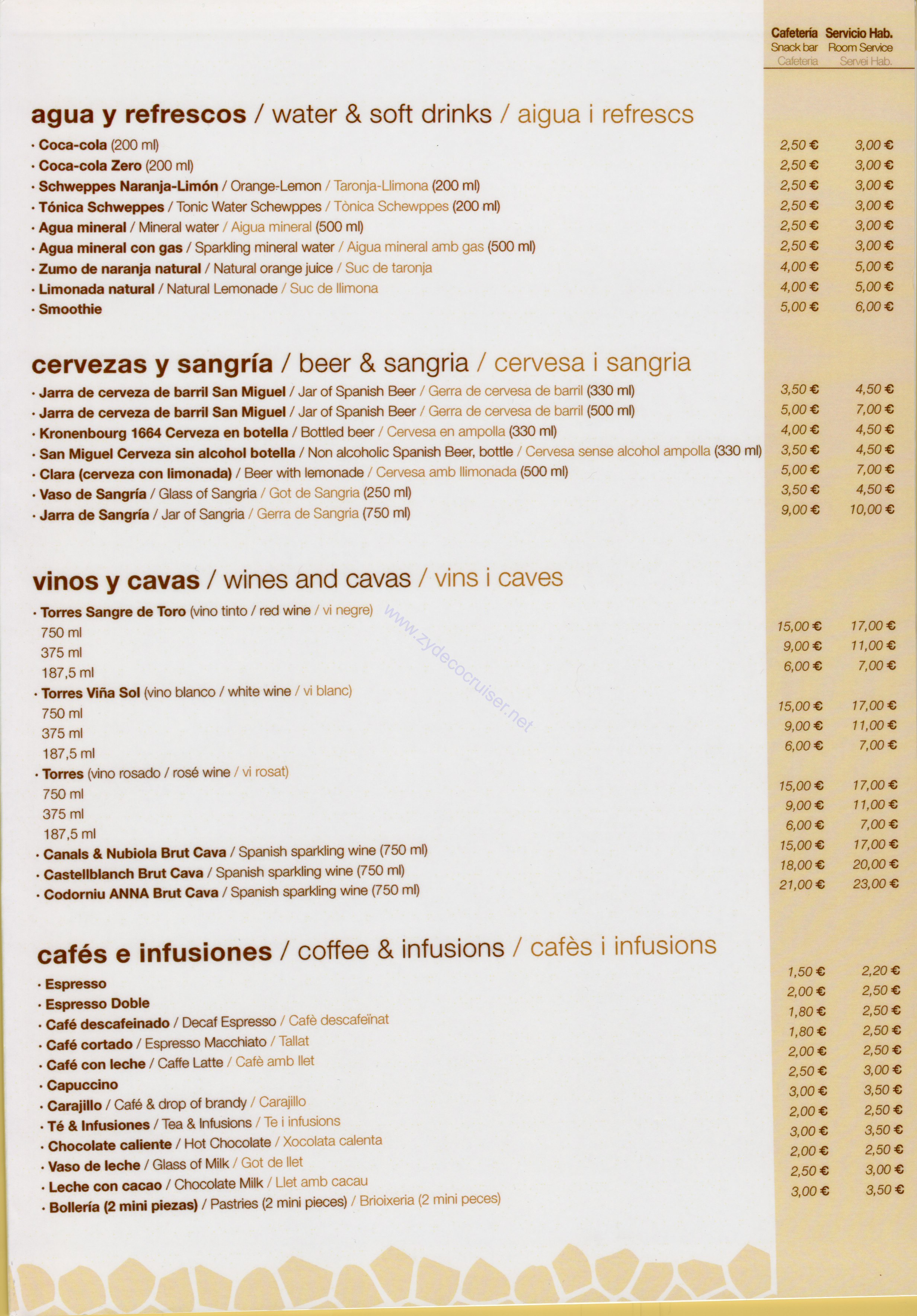 Hotel Gaudi, Barcelona, Room Service Menu 2