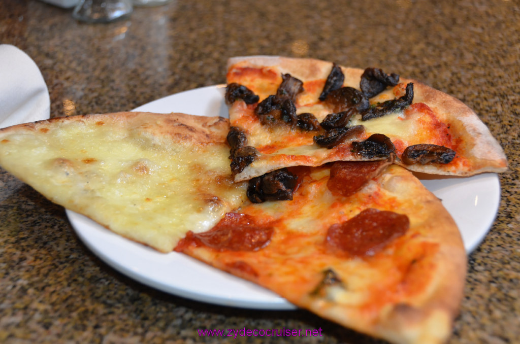 147: Carnival Legend British Isles Cruise, Dover, Embarkation, Pizza Pirate Pizza, Quattro Formaggi, Funghi, Pepperoni, 