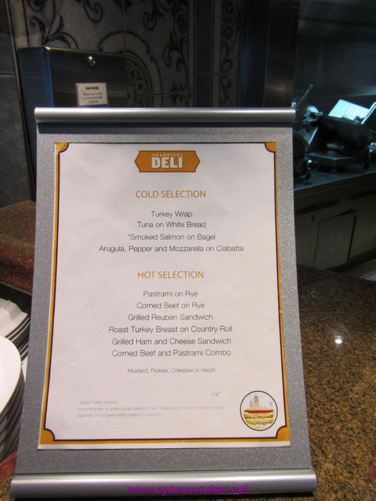 186: Carnival Legend British Isles Cruise, Dover, Embarkation, Carnival Deli Menu, 