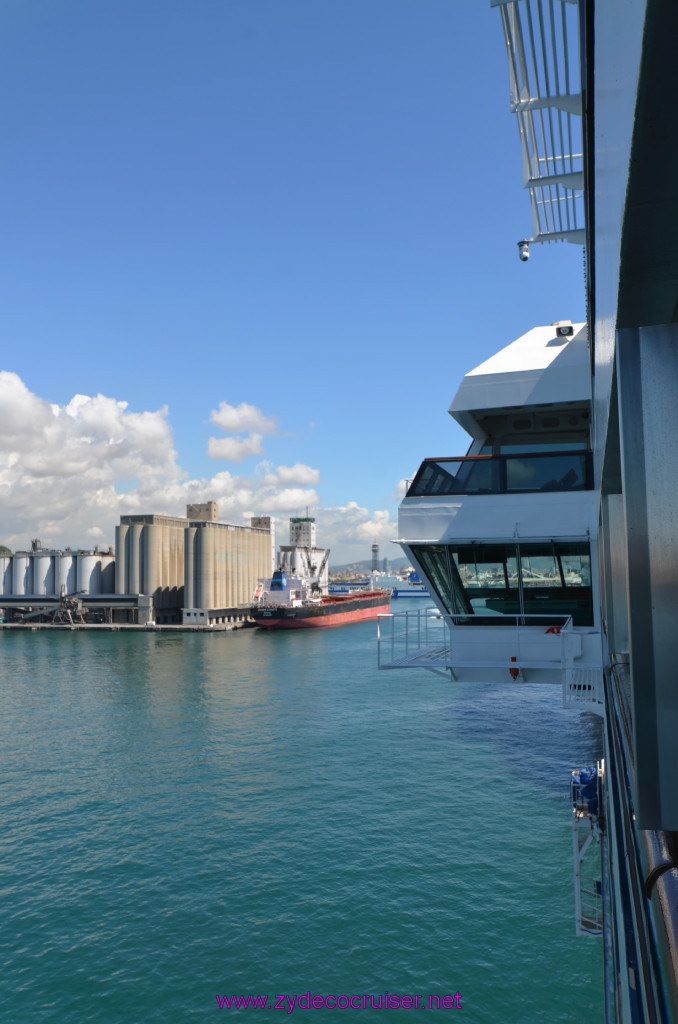 013: Carnival Sunshine Cruise, Barcelona, Embarkation, forward view from our balcony