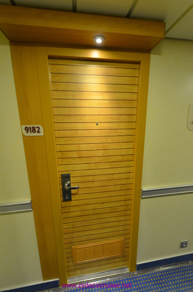 041: Carnival Sunshine Cruise, Barcelona, Embarkation, Cabin door 9182, 