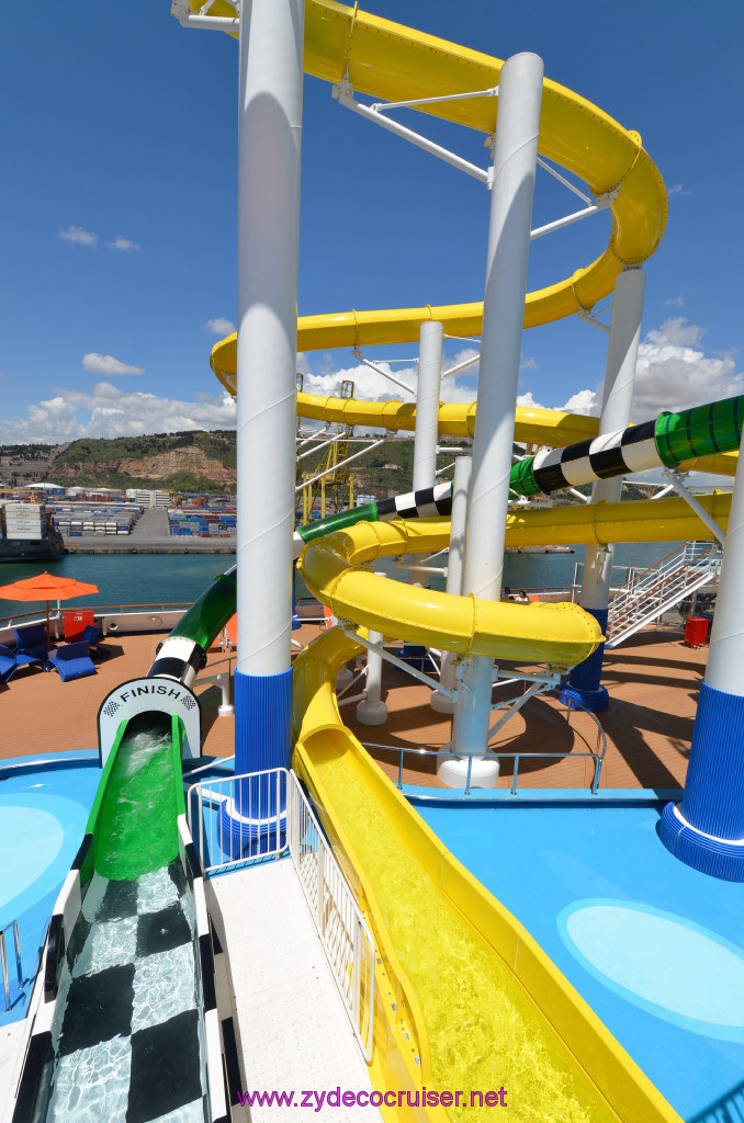 116: Carnival Sunshine Cruise, Barcelona, Embarkation, Waterslides, 