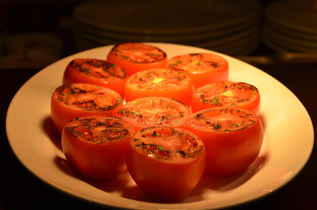 373: Carnival Sunshine Cruise, Barcelona, Embarkation, Cucina del Capitano, Broiled Tomatoes, 