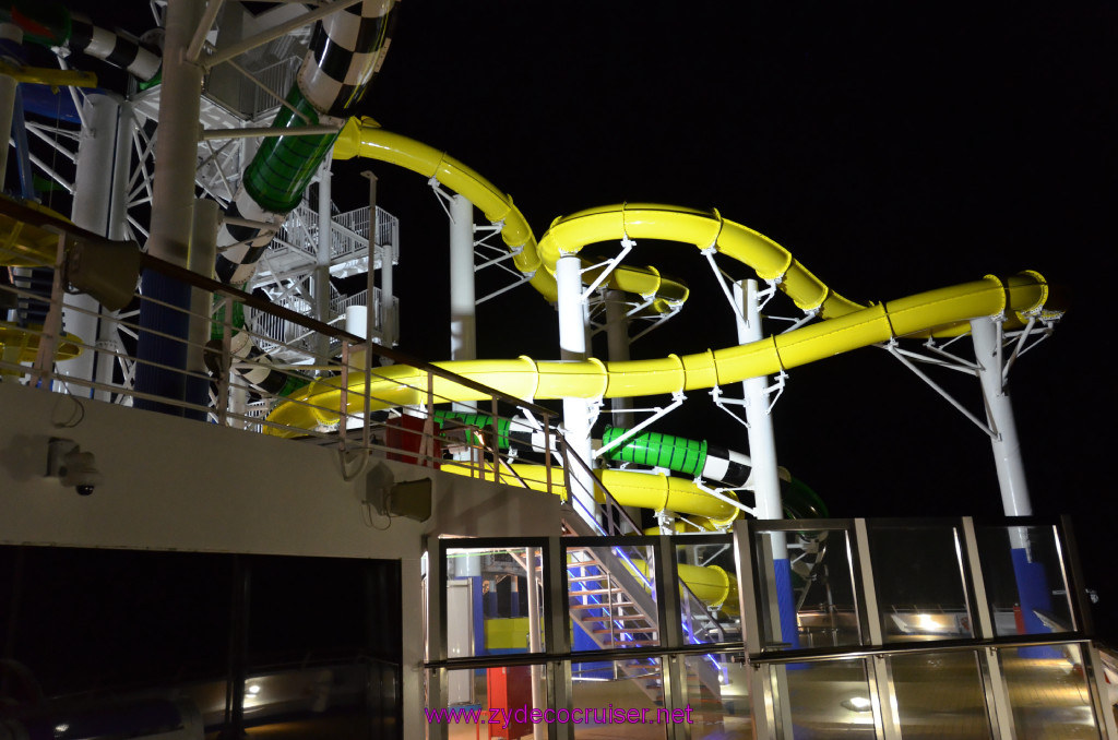 154: Carnival Sunshine Cruise, Marseilles, Waterslides at Night, 