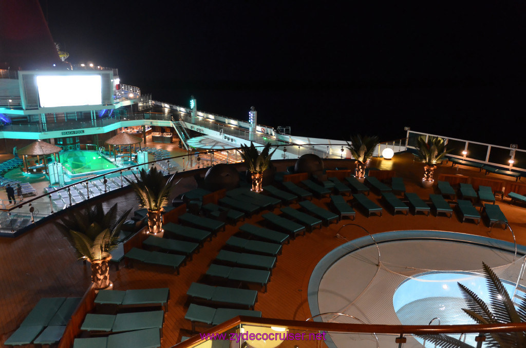 164: Carnival Sunshine Cruise, Marseilles, Serenity Looking Aft at Night, 