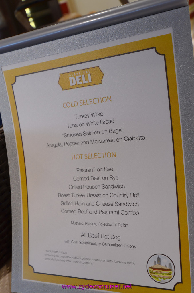 328: Carnival Sunshine Cruise, Naples, Lido Marketplace Deli Menu, 