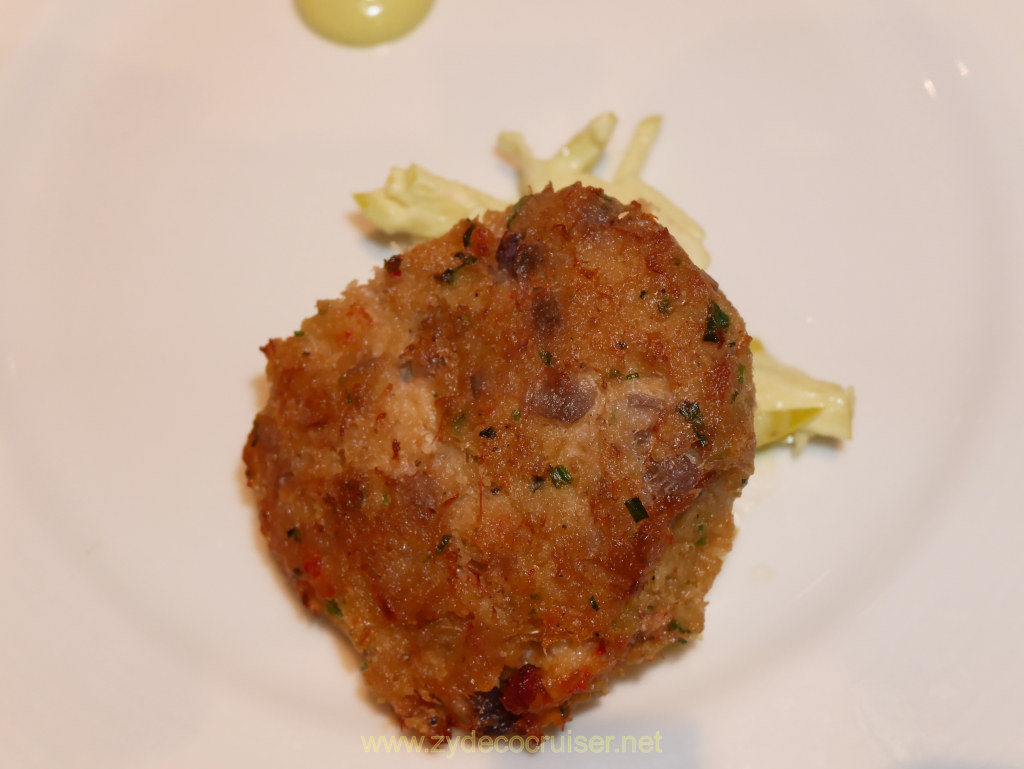 311: Carnival Venezia Transatlantic Cruise, Sea Day 2, MDR Dinner, Crab Cake