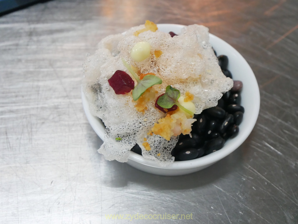 Carnival Venezia Chef's Table: shrimp cracker, beetroot, popcorn shrimp, garlic aioli