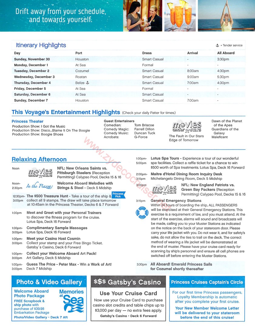 Emerald Princess Patter, Day 1, Page 2